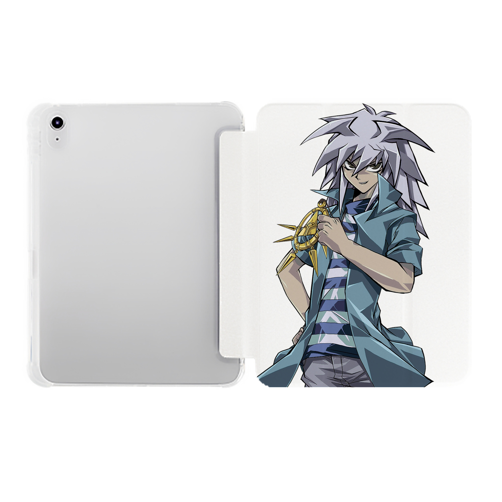 （画像用） 遊☆戯☆王 Yu-Gi-Oh! IPad ケース ペン収納付き 三つ折りスタンド PUレザー×シリコン 対応機種9.5/10.5/10.9インチ